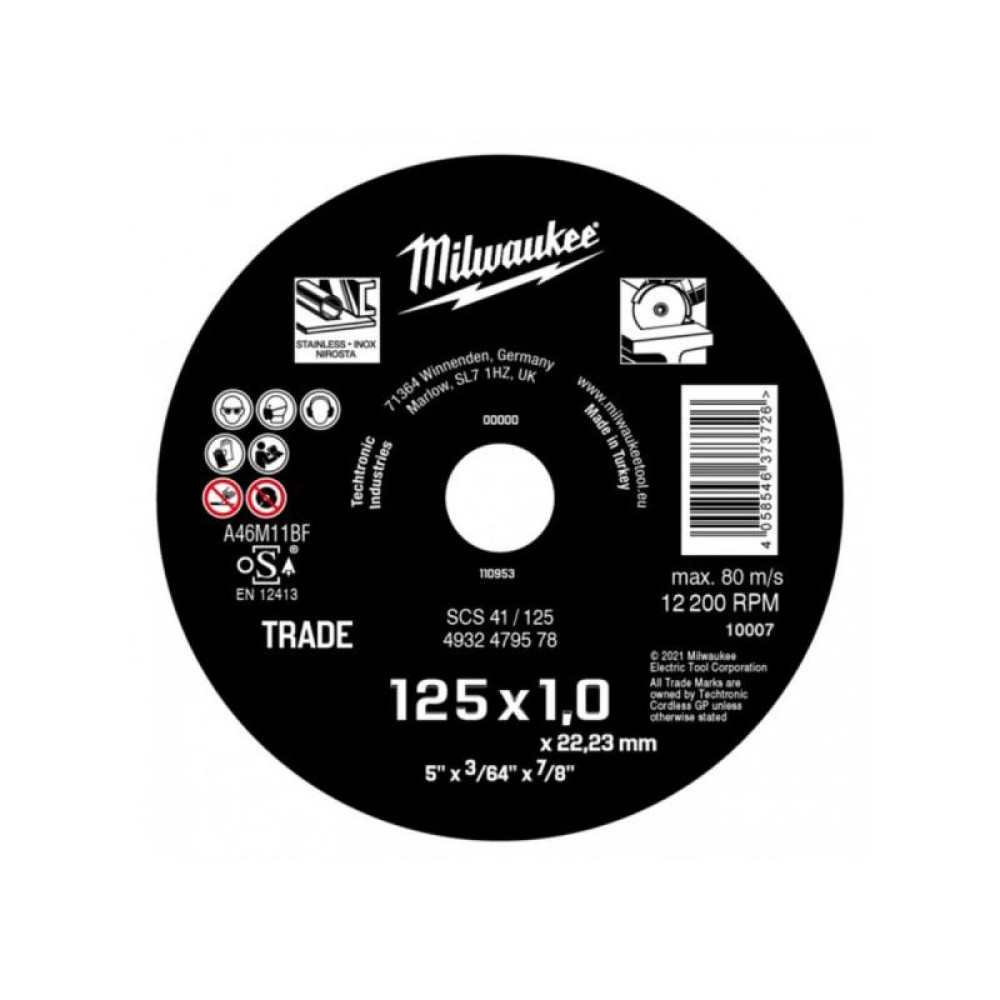 Vágókorong Milwaukee 125x1,0 (INOX)