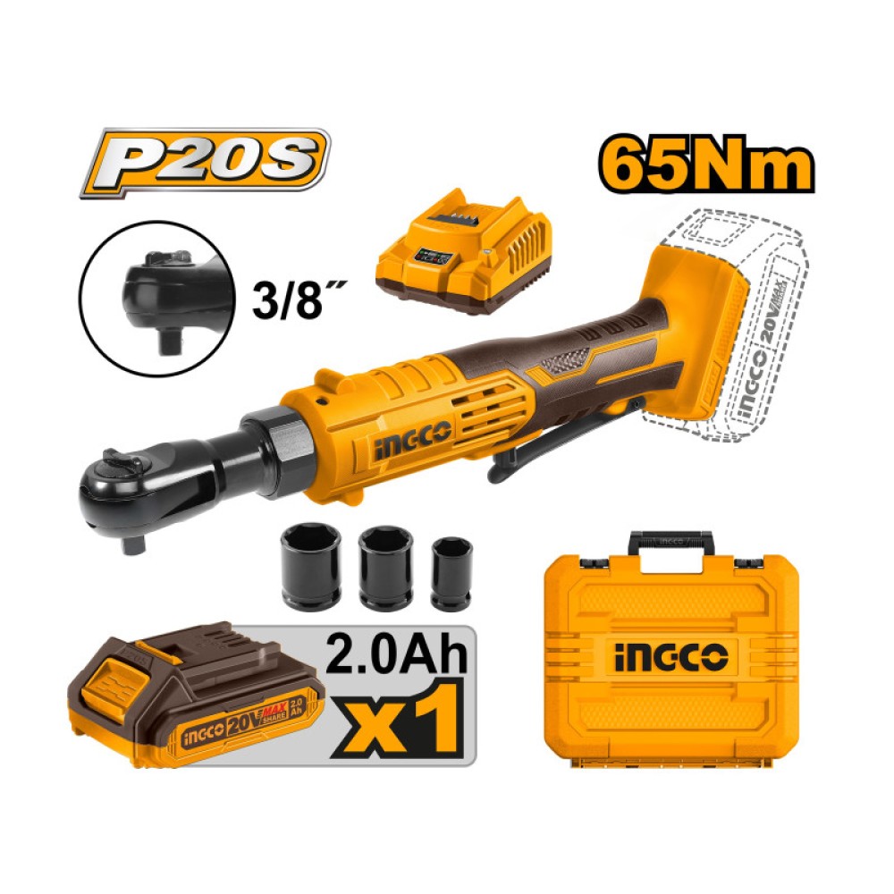 INGCO Akkus ütvecsavarozó 3/8" 65 Nm 20 V