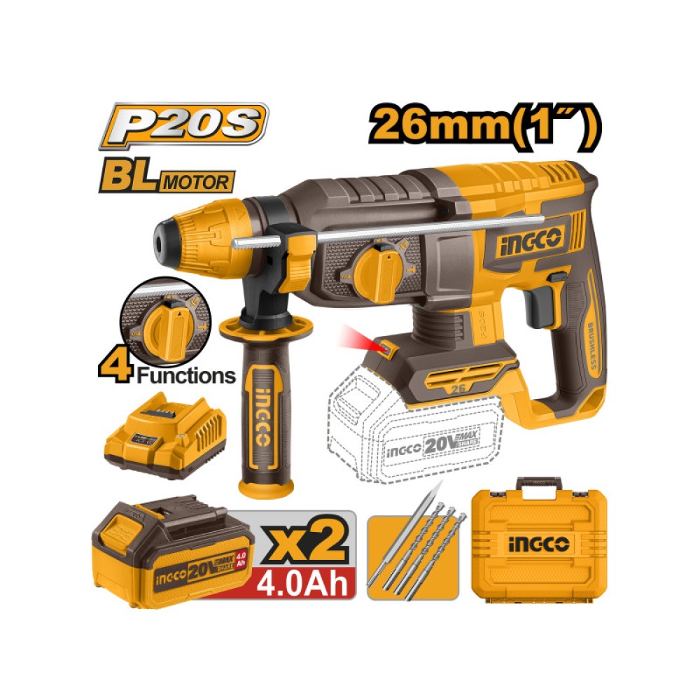 INGCO Akkus kombikalapács 2,5 J SDS-Plus