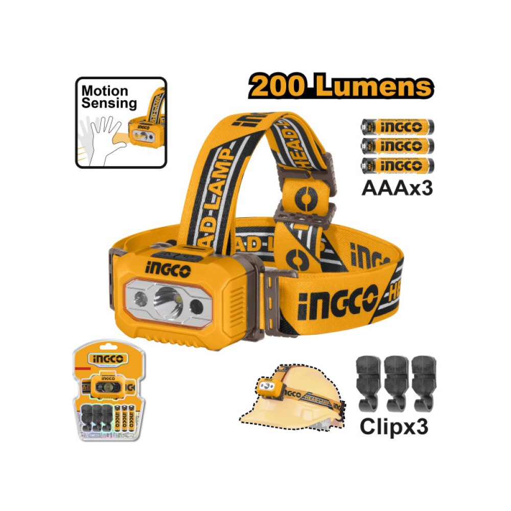 INGCO Fejlámpa 200 lm