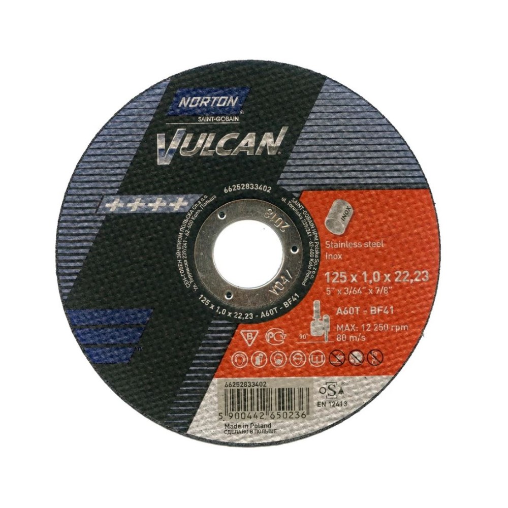 Vágókorong Norton Vulcan 125x1,0 (INOX)
